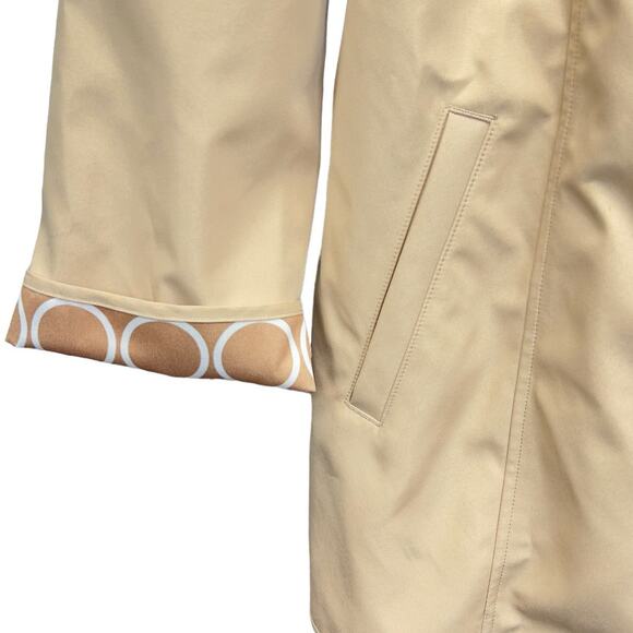 DENNIS by Dennis Basso Tan Jacket L Full Zip Rain Coat Detachable Hood Lined - Picture 10 of 13